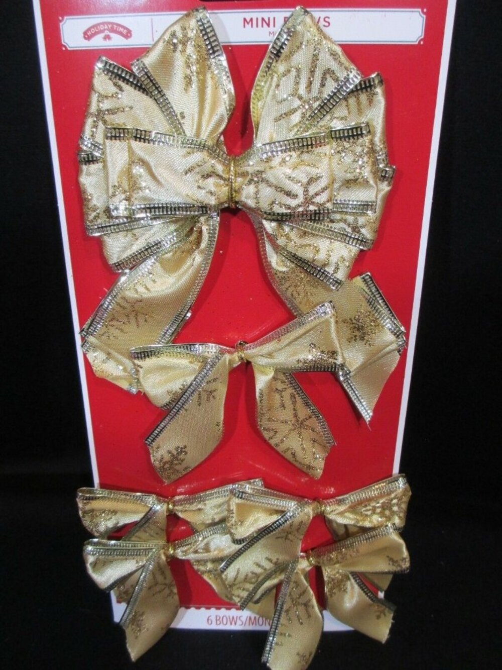 6 Gold Glitter Snowflake Wire Edge Mini Bow Set Christmas Gift Wreath Package